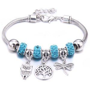 Adjustable Bracelet with cute charm Owl Tree Butterfly Charm Bead